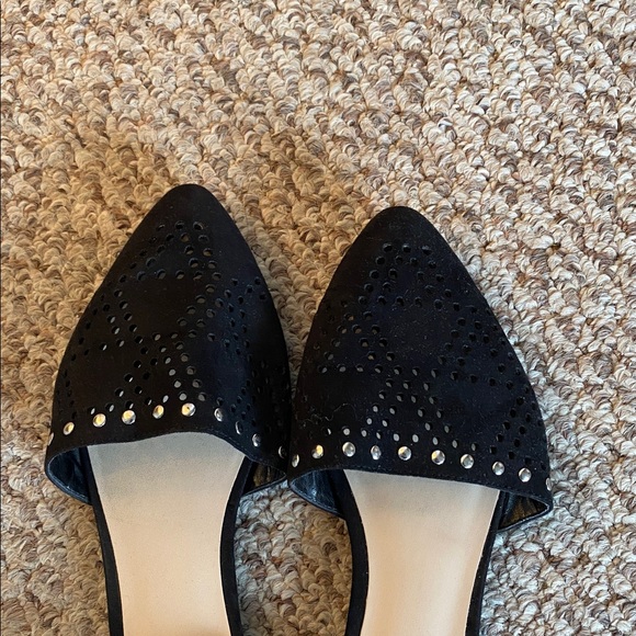 Nine West Black Cutout Flats with Stud Accents - Picture 2 of 4